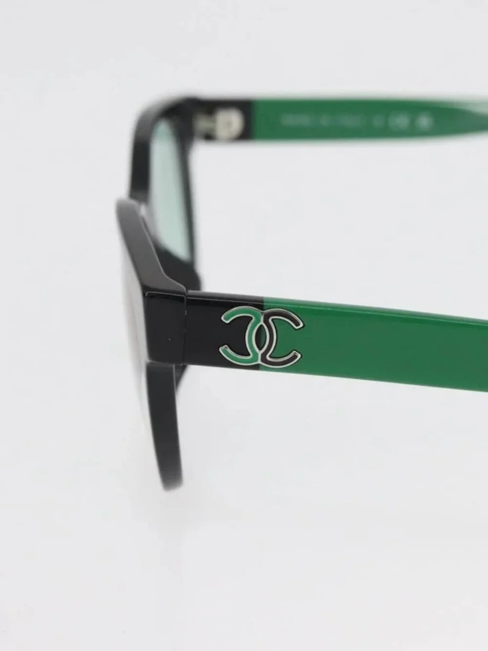 CHANEL COCO Mark Glasses plastic Green CC Auth BAZ663